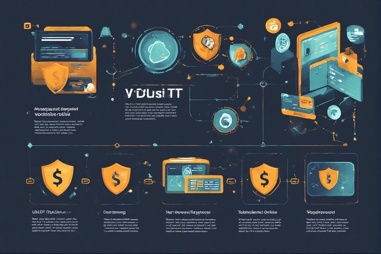Step-by-step infographic showing safe USDT deposit and withdrawal process for online platforms, wallet address verification